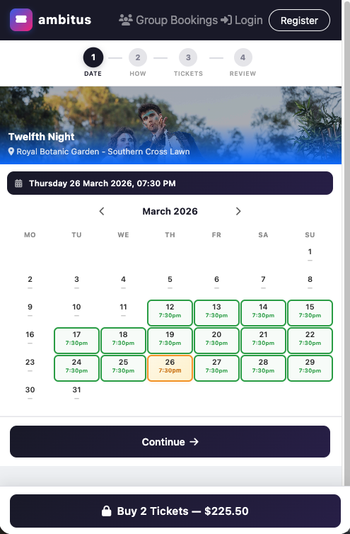 Mobile date selection